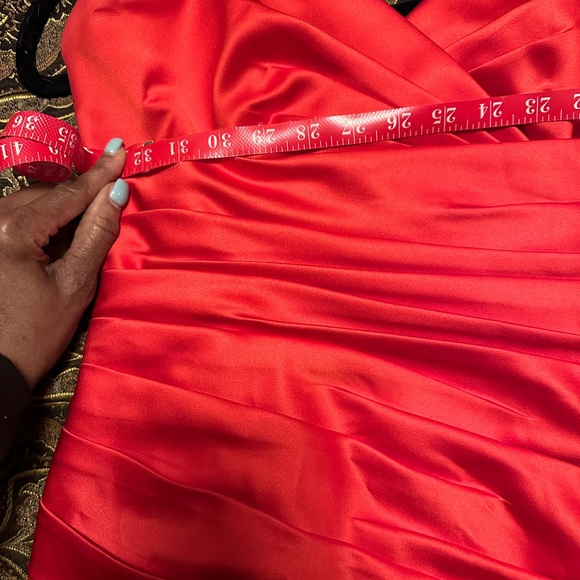Red Satin staples full length gown . - Picture 5 of 10